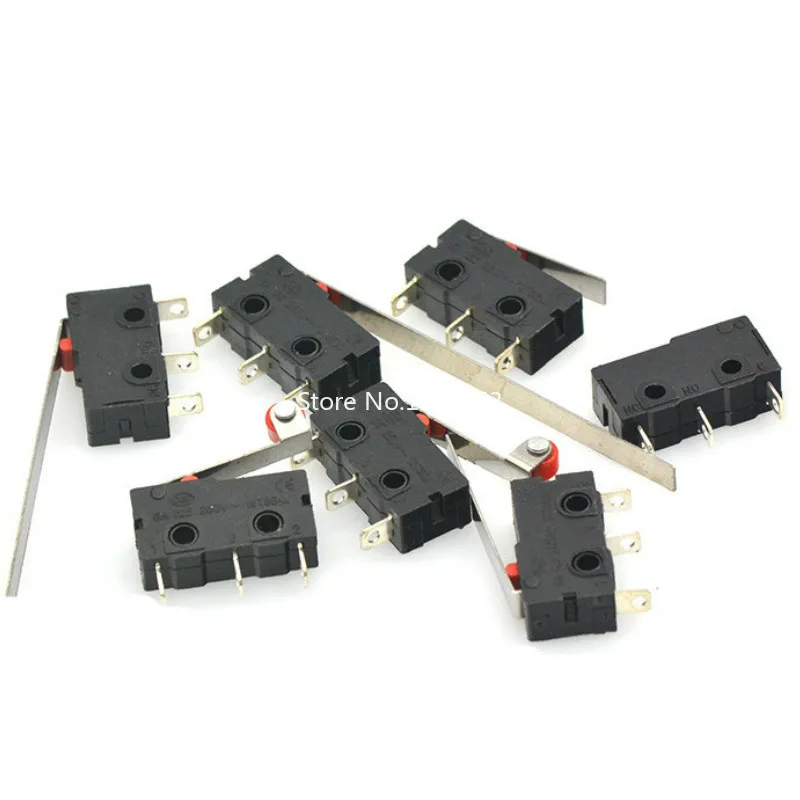 5Pcs Mini Micro Endschalter NO NC 3P Terminals SPDT 5A 125V 250V Roller Arc hebel Snap action Push Micro schalter Image