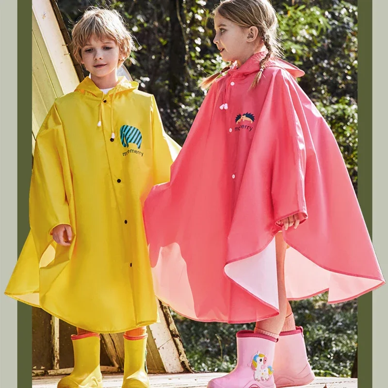 Niedlich verdicken Kinder Cartoon Regenmantel Ponchos Kleinkind Regen jacke Kinder Regen bekleidung mit großer Krempe wind dichten Studenten Regen anzug Image
