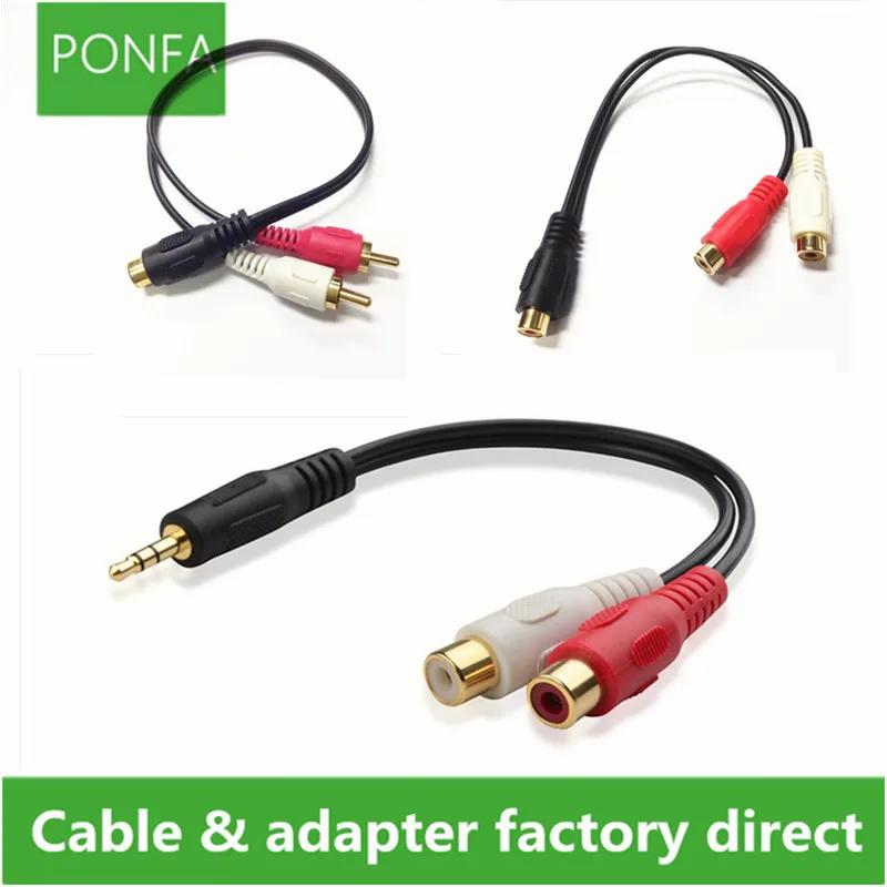 Gold RCA Video/Audio Splitter Kabel Cinch-stecker & Weibliche jack zu 2 RCA Male & Female jack adapter 0,25 mt Image