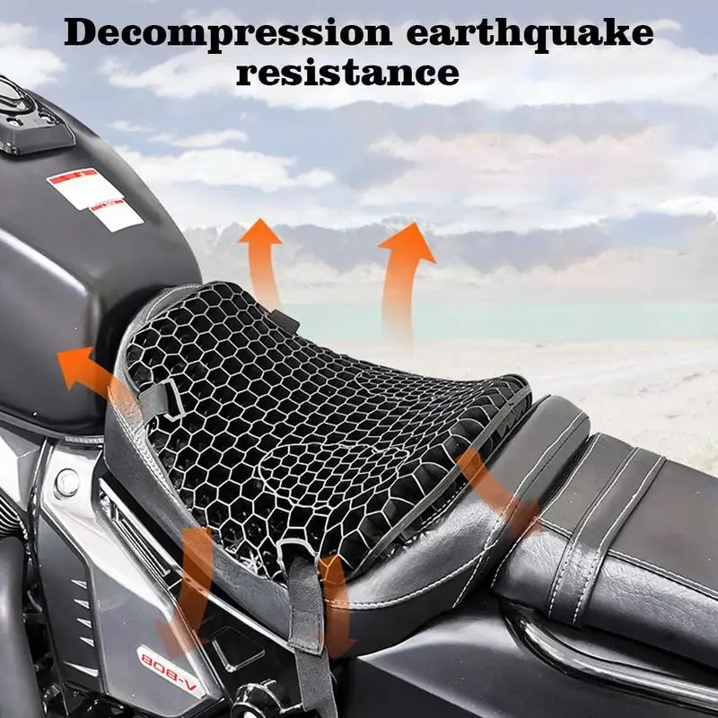 Motorrad Honeycomb Gel Sitzkissen 3D Mesh Stoff Komfort Autobike Dekompression Cover Shock Absorbieren Relief Kissen Image
