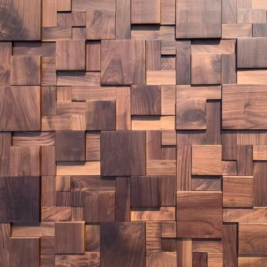 Nordic natürliche schwarze Walnuss 3D Wandkunst Holz Hintergrund dekorativ für Home Villa Büro Dekor Schlafzimmer Wand Dekor Mosaik Fliesen