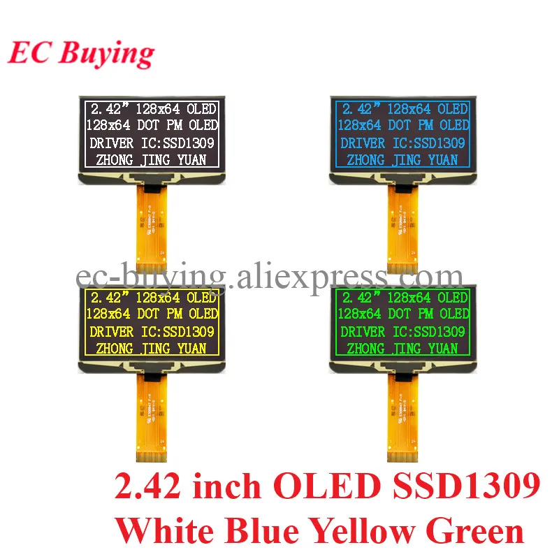 2,42 Zoll OLED LCD Display Modul 2,42" LED Bildschirm 128*64 128X64 SPI/IIC I2C Parallele Schnittstelle SSD1309 Weiß Blau Gelb Grün Image