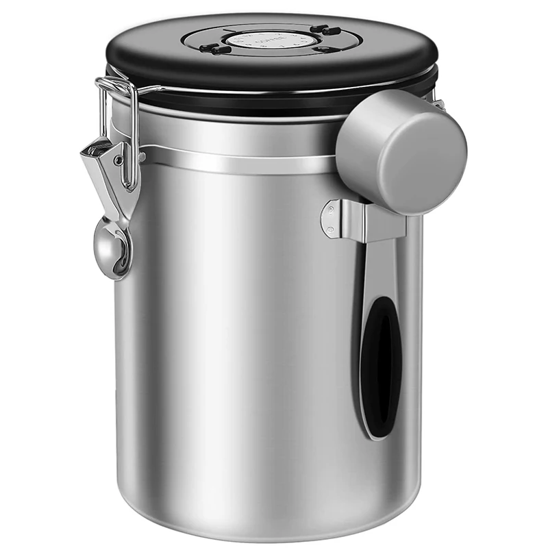 LMETJMA 1,8 l Kaffeekanister für gemahlenes Kaffee, Edelstahl-Kaffeeaufbewahrungskanister mit Schaufel für Bohnen, Zucker, Tee, JT152 Image