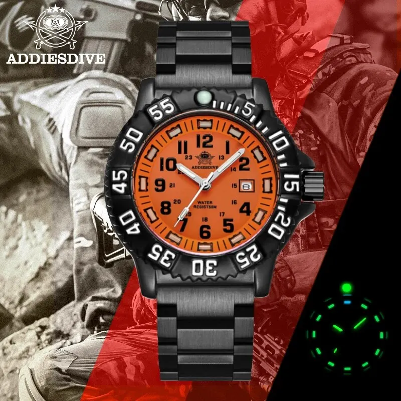 Addies männer militär uhren freizeit outdoor sport leucht uhr multifunktional nylon stahl armband wasserdicht herren quarz wat Image
