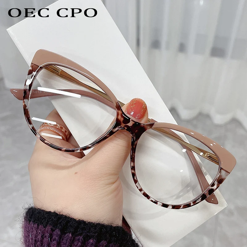 OEC CPO Mode Cat Eye Optische Gläser Rahmen Frauen Vintage Klare Linse Optische Brillen Rahmen Rezept Brillenfassungen Image