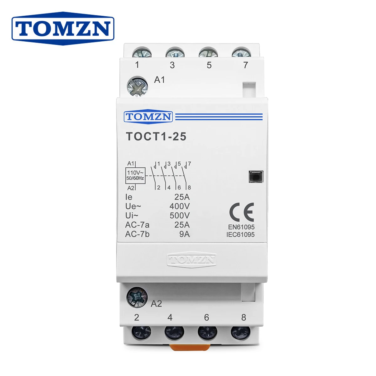 TOMZN TOCT1 4P 25A 110V Spule 50/60Hz DIN-Schienen-Haushalts-AC-Modul-Kontaktor 4NO oder 2NO 2NC Schütze Image