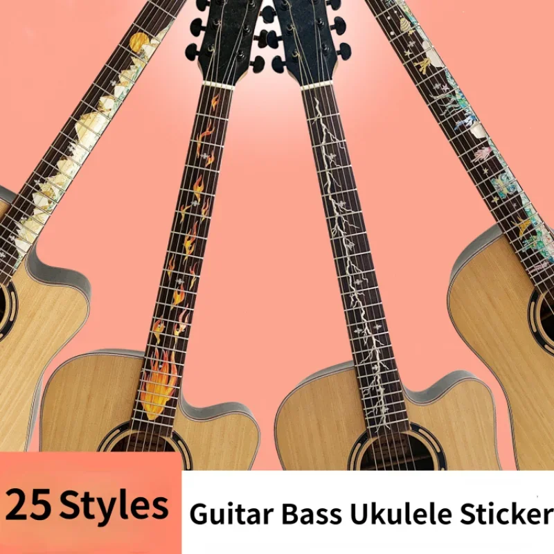 25 stile Kreuz Inlay Decals Griffbrett Aufkleber Für Elektrische Akustische Gitarre Bass Ultra Dünne Aufkleber Ukulele Guitarra Zubehör Image