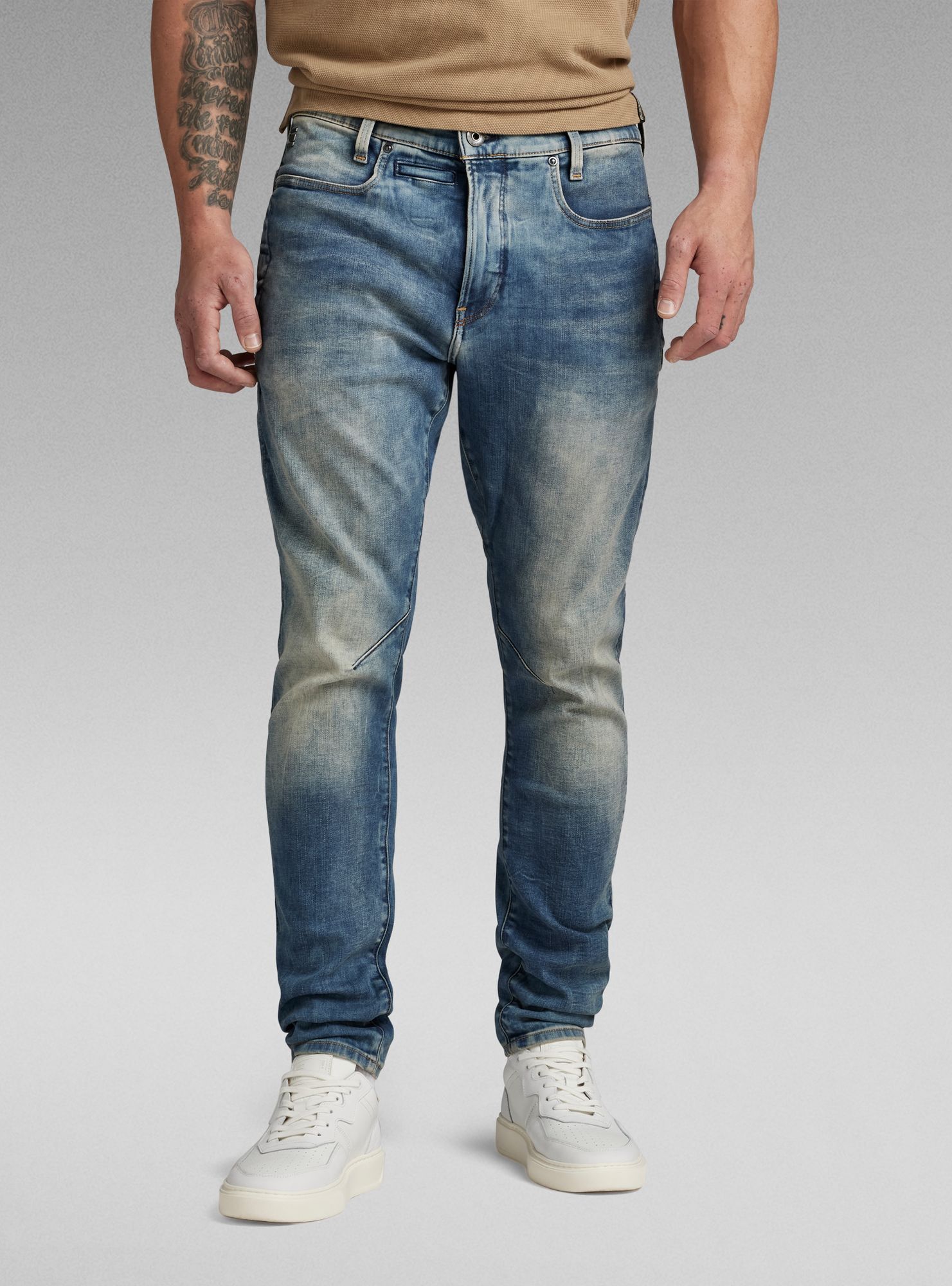 Regular-fit-Jeans G-STAR "D-Staq Slim Jeans", Herren, Gr. 36, Länge 36, medium aged, Obermaterial: 7% Elastomultiester, 1% Elasthan, Jeans