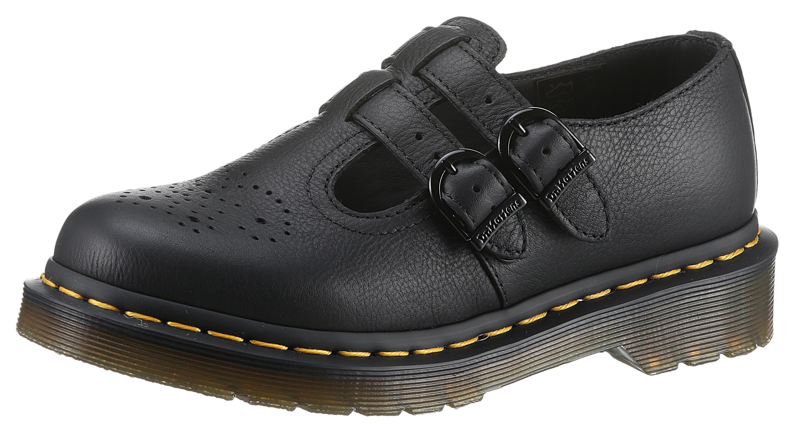 Slipper DR. MARTENS "8065 Mary Jane", Damen, Gr. 43, schwarz, Leder, unifarben, Schuhe Slipper, Spangenschuh, Halbschuh, Chunky Slipper mit verstellbaren Schnallen