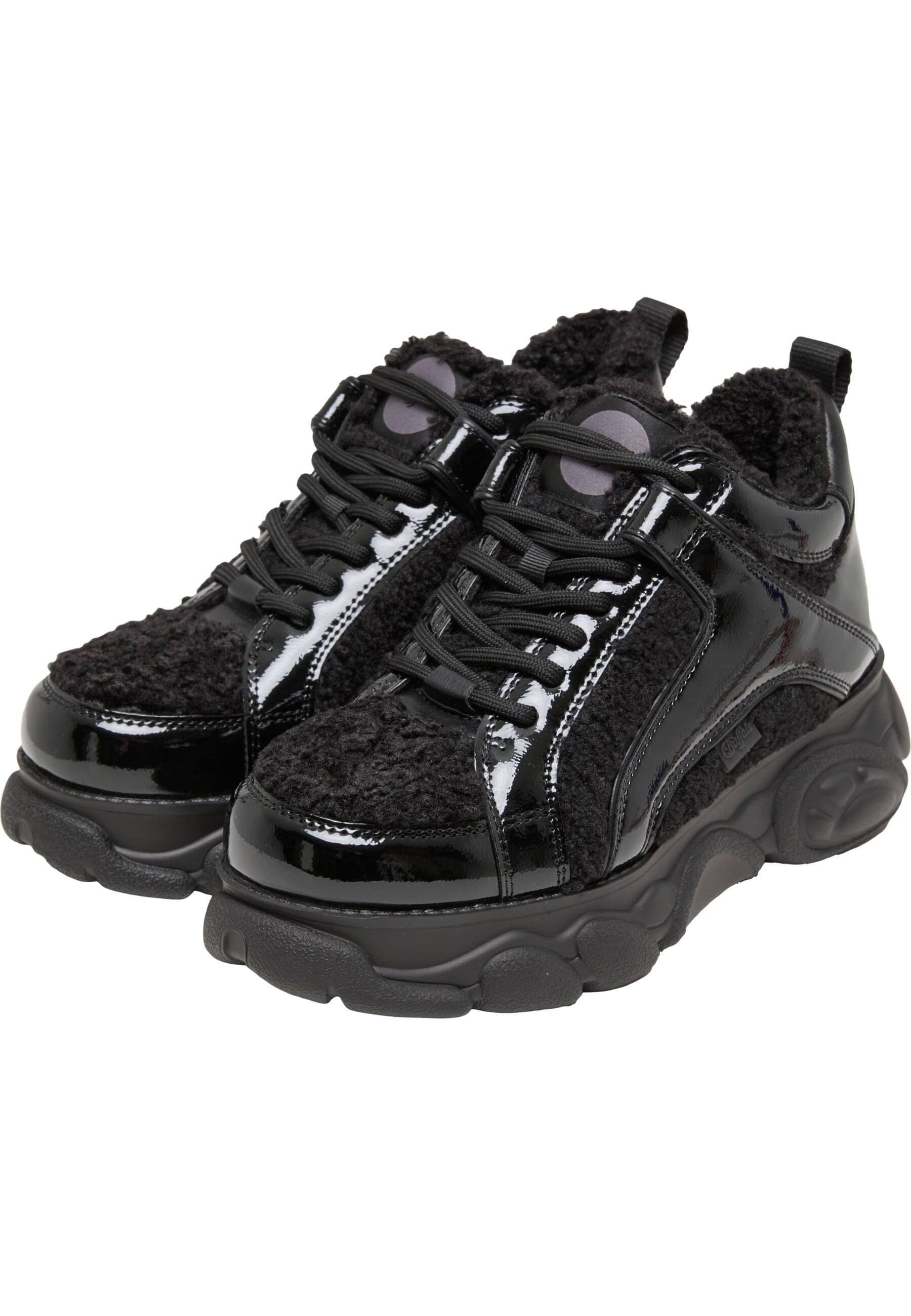Trainingsschuh BUFFALO "Buffalo CLD CORIN WARM - VEGAN PATENT/FUR", Damen, Gr. 36, schwarz, unifarben, Schuhe