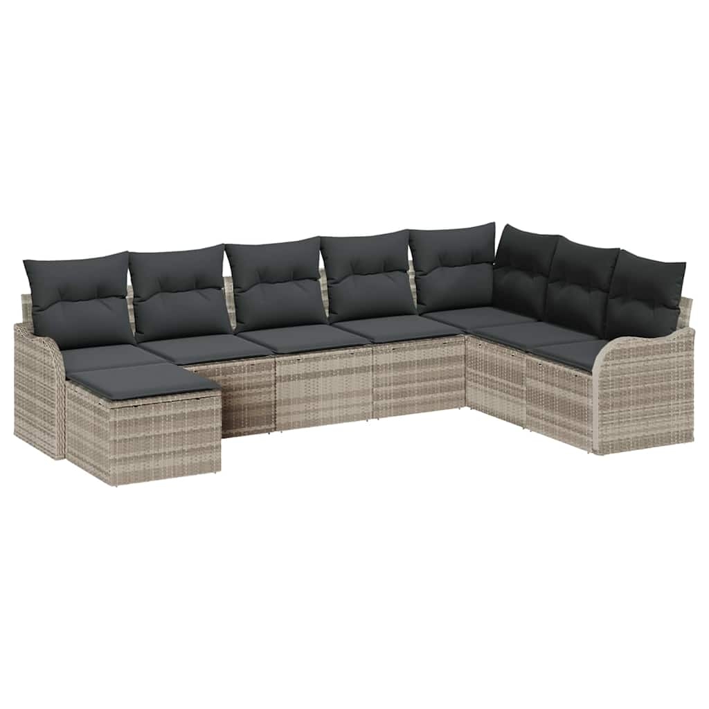vidaXL Garten-Sofa-Set mit Kissen 8 pcs Hellgrau Poly Rattan Image