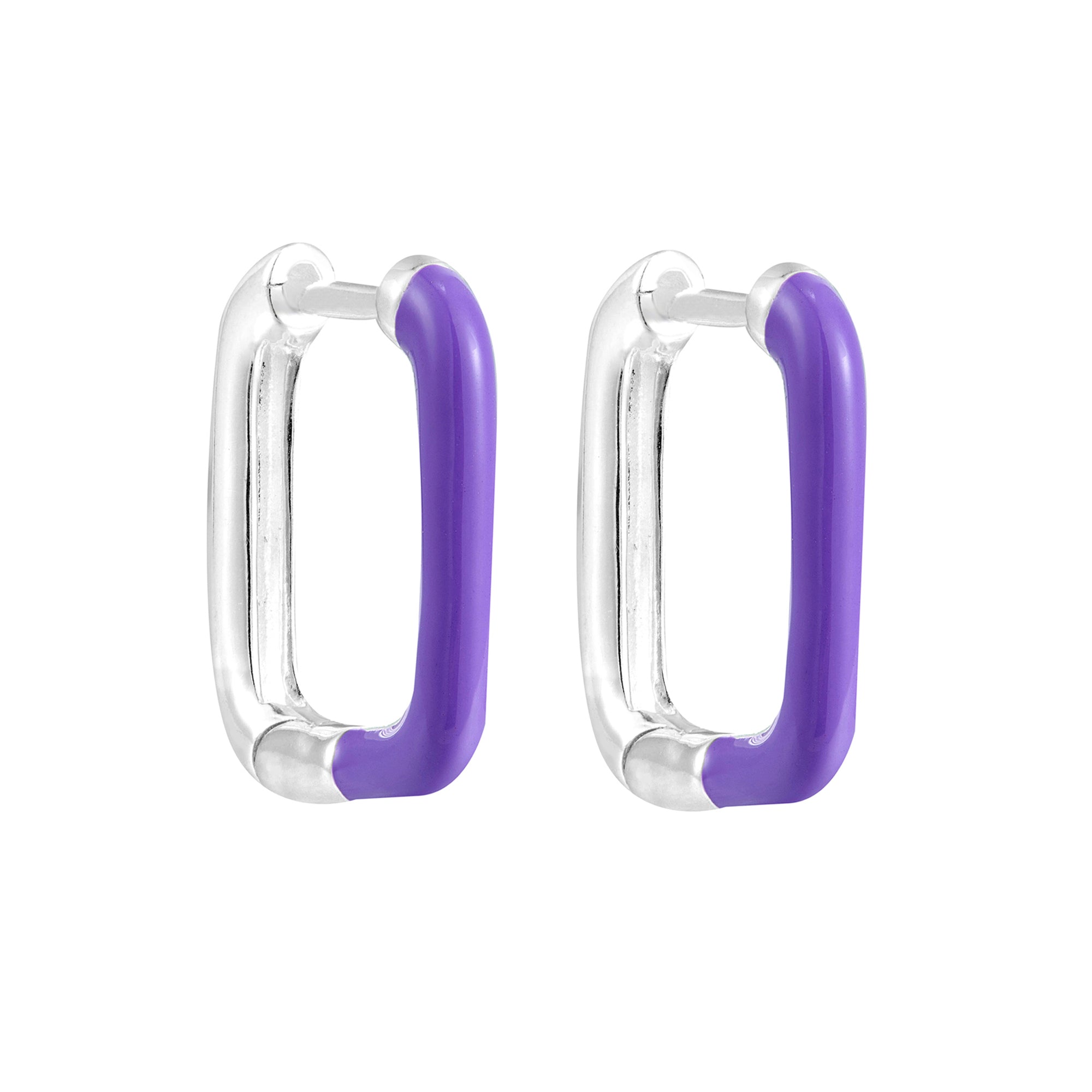 Seol+gold Womens Sterling Silver Purple Rectangle Enamel Hoops - One Size | Seol+gold Sale | Discount Designer Brands