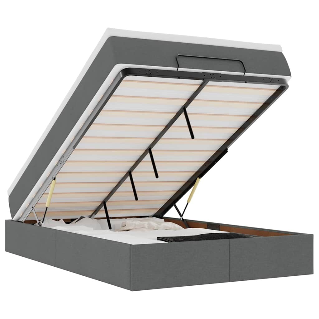 vidaXL Ottoman-Bett mit Matratze Dunkelgrau 120x200 cm Stoff Image
