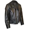 Skintan Mens Leather Biker Motorcycle Jacket Black - 5XL - 52
