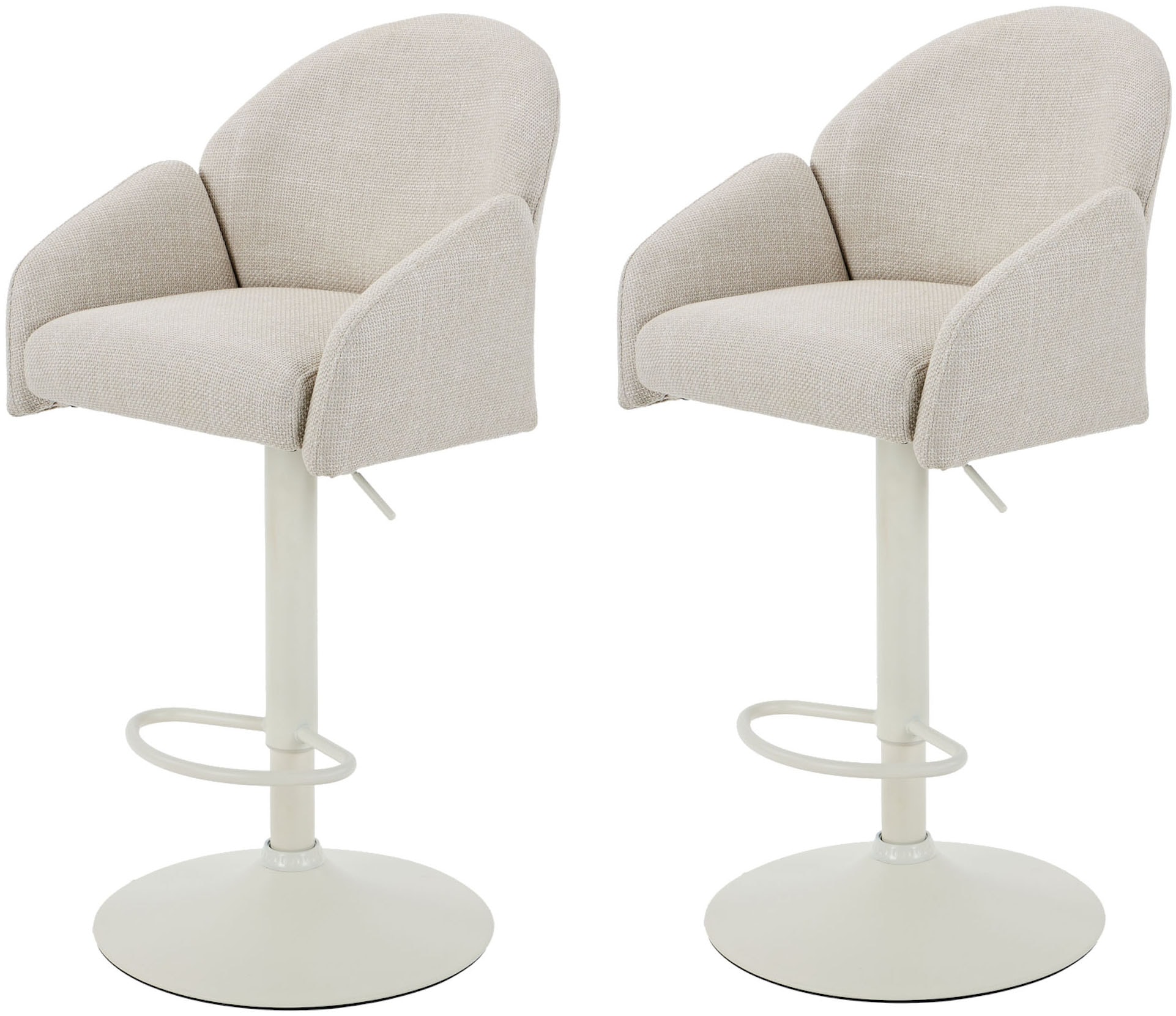 Barhocker HELA "HOLLY", beige, creme, B:51,5cm H:96cm T:53cm, 100% Polyester, Hocker, Barhocker, 360 drehbar, Höhenverstellbar, Armlehnen, Gestell angepasst an Bezug