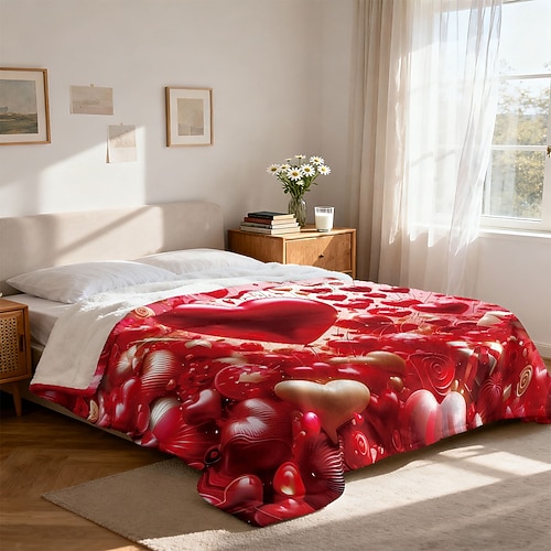 Coperta di flanella San Valentino rosa amore copridivano coperta ufficio pisolino aria condizionata coperta delicata sulla pelle per bambini camera da letto per adulti