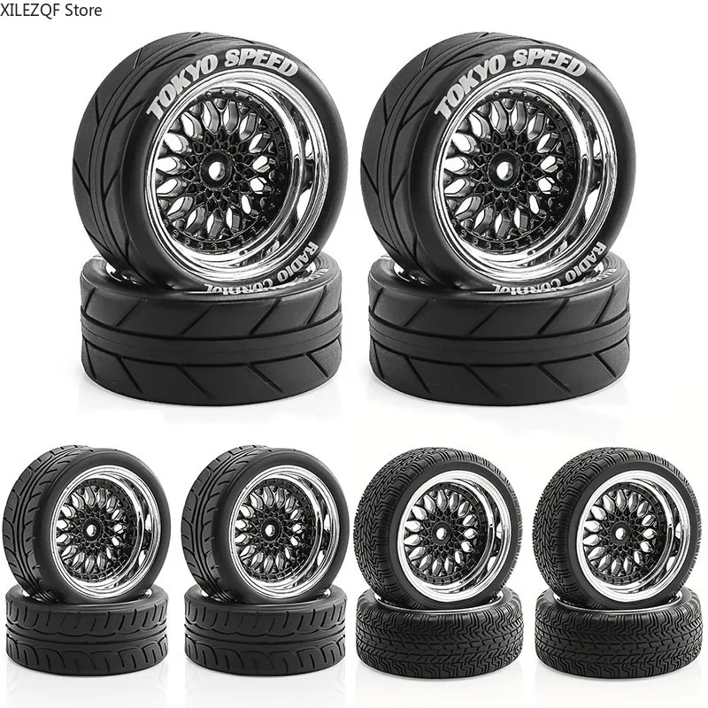 XILEZQF 65 mm RC Drift-Reifen und Räder – für Tamiya TT02/XV01 WRC – 1/10 On-Road Racing Flat Run Set