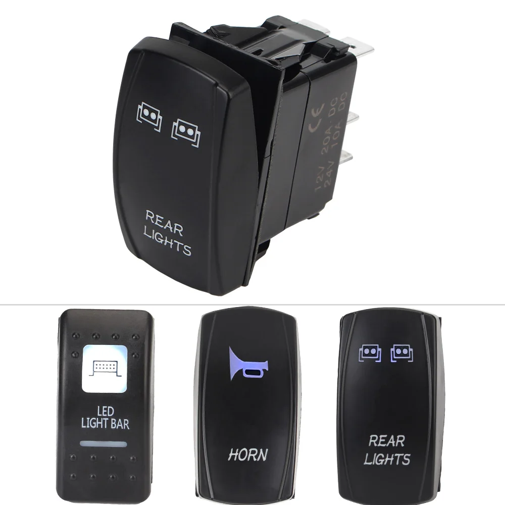 24V 12V Schalter Auto Lichter Toggle Led-hintergrundbeleuchtung Horn Hinten Lampe Bar Tasten Caravan Zubehör Für Boot Anhänger lkw Motorrad Image