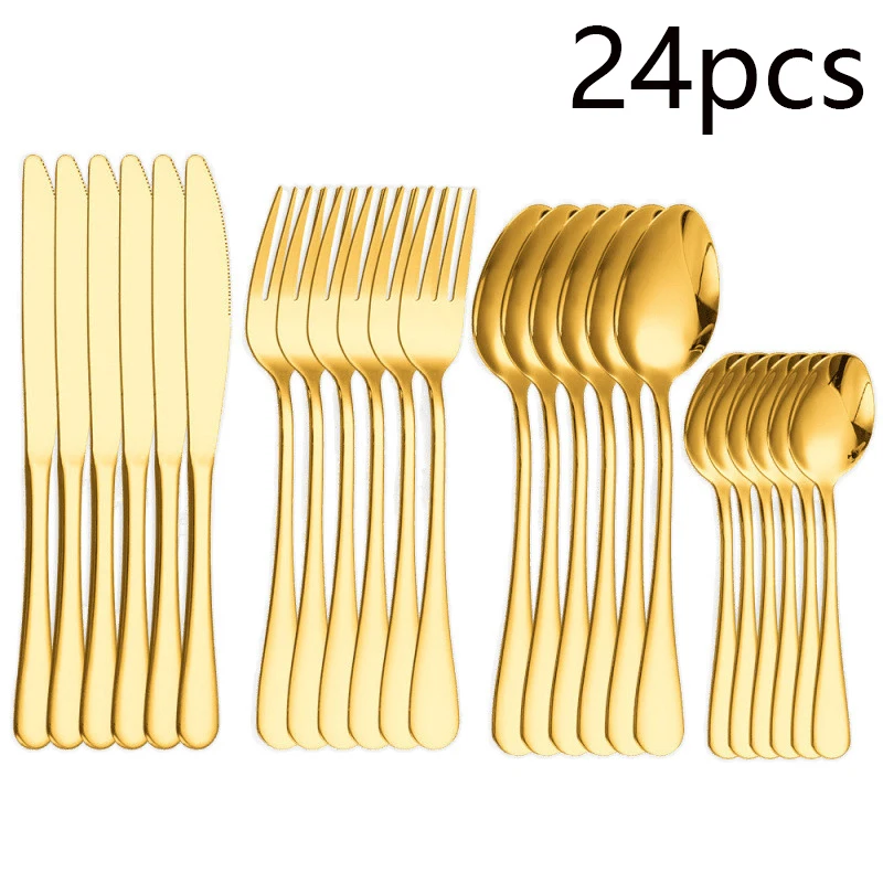 Besteckset aus Edelstahl, 1010 Westerbesteck, 24-teiliges Set, geeignet für Feiertagsfeiern. Image