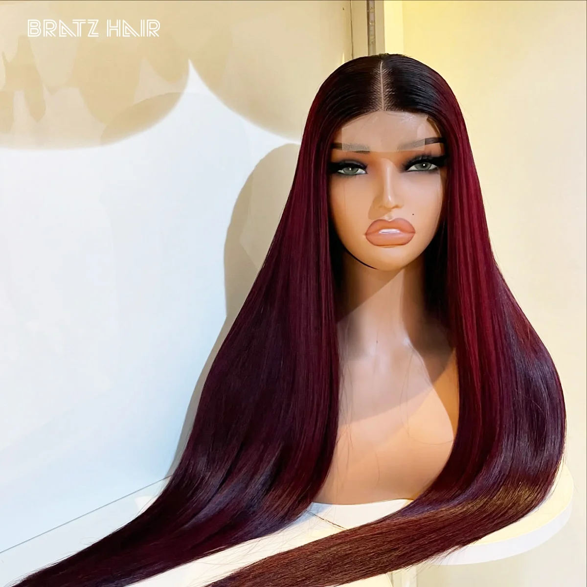 Echthaar Ombre Burgunderrot 13x6 13x4 HD Transparente Lace Front Perücken T1b/99j 4x4 5x5 Closure Klebefreie Perücken für Frauen Gebrauchsfertig Image