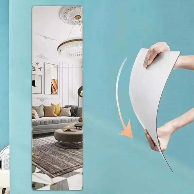 Spiegel Wand Aufkleber Quadrat Glas Fliesen Wand Aufkleber Selbst-adhesive Acryl Fliesen Aufkleber Für Bad DIY 3D Wand Aufkleber