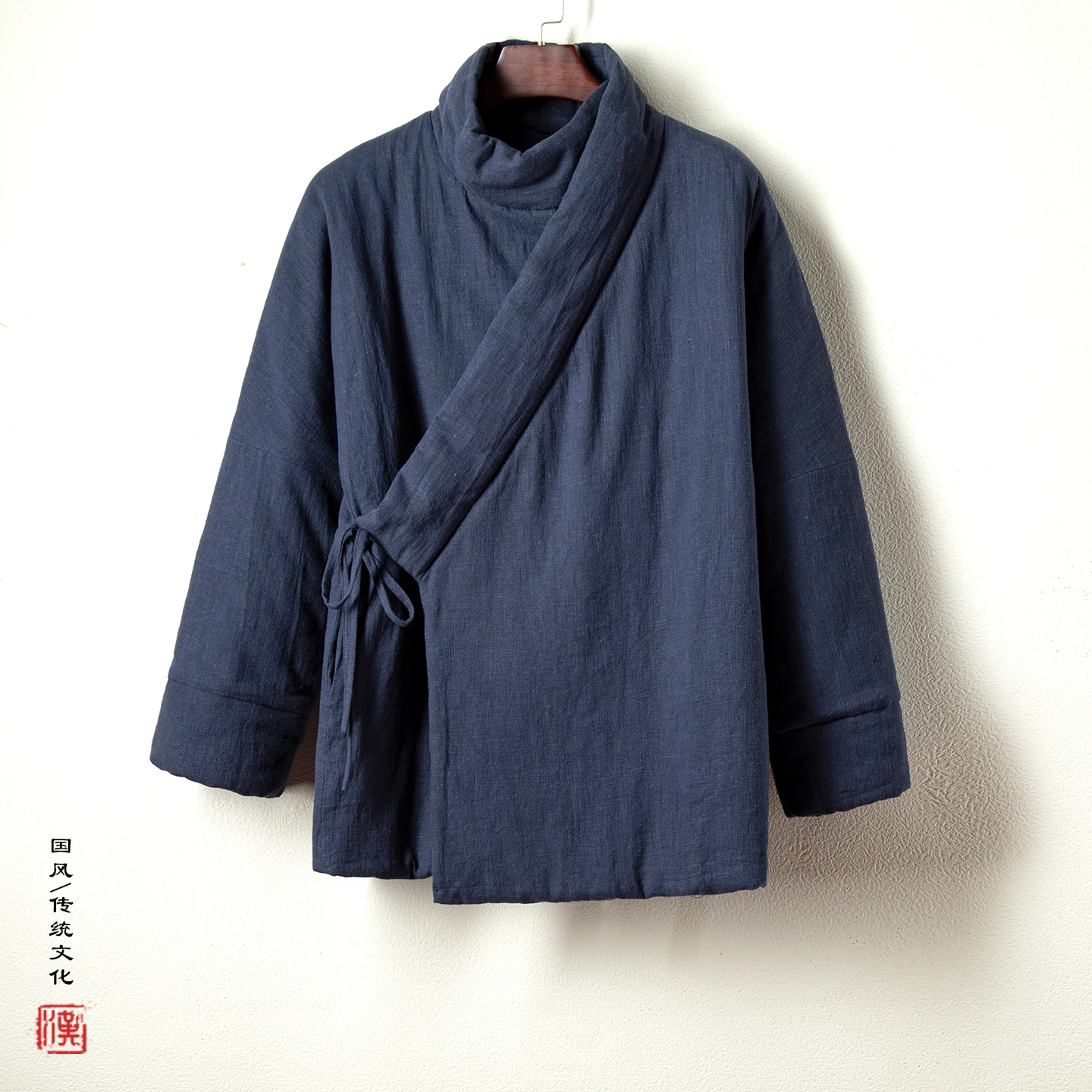 Winter Männer Original Baumwolle Gefütterte Jacke Männer Leinen Tang-anzug Männer Dicke Kimono Mantel Männer Hanfu Parkas Männlichen Vintage Warme mantel