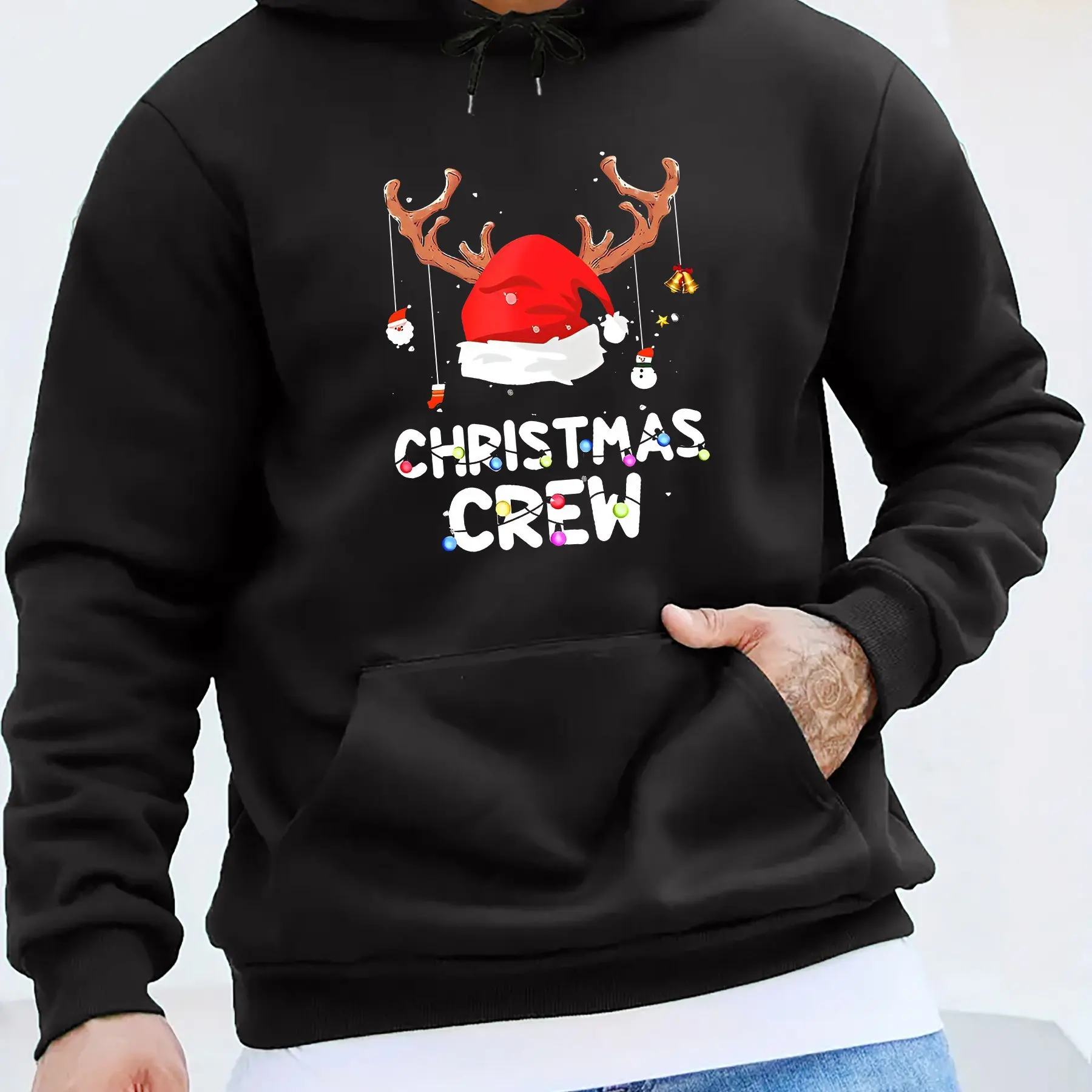 Weihnachten Santa Hut Hoodies Drucken Mode Sweatshirt Hip Hop Casual Unisex Herbst Winter Fleece Streetwear Tops Männlich Sudaderas Image