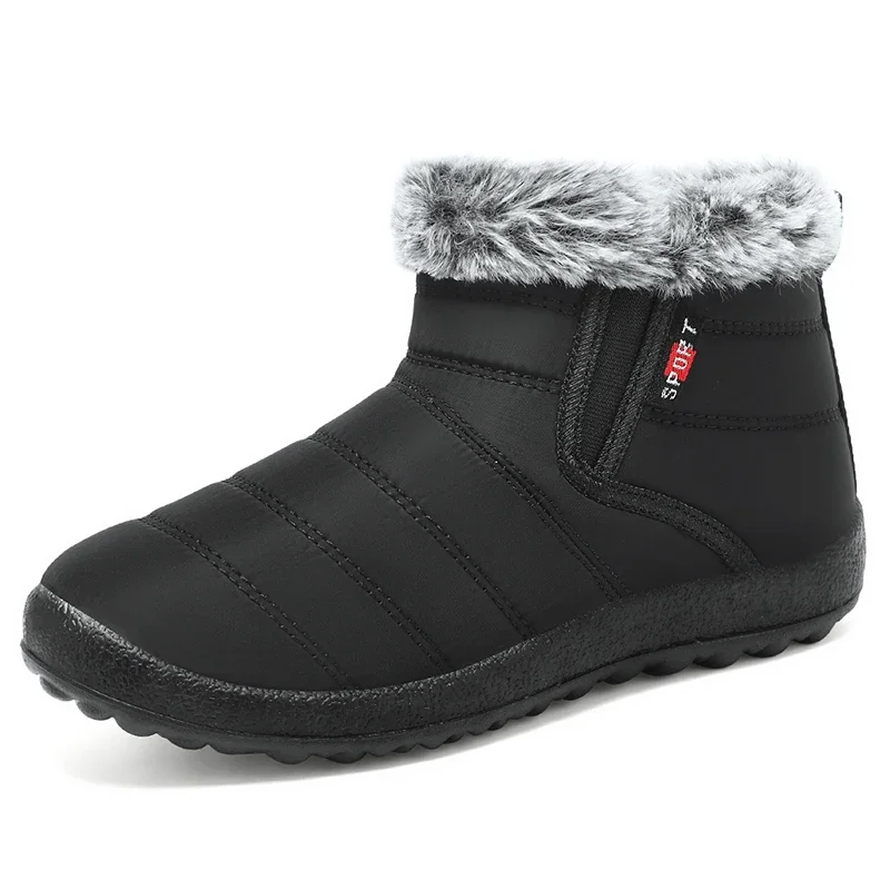 Frauen Stiefel Warme Pelz Stiefel Für Winter Schuhe Frau 2026 Neue Stiefeletten Slip Auf Schnee Botas Mujer Winter Schuhe frauen Schwarz