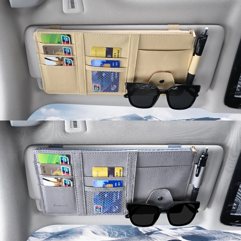 Auto-Sonnenblende-Clip-Organizer-Box, Reißverschluss-Aufbewahrungstasche zum Halten von Sonnenbrillen, Karten, Tickets-Halter, praktisches praktisches Zubehör Image