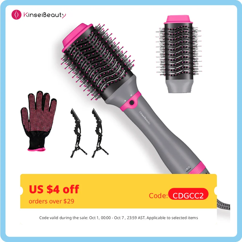 Frau bürsten haar pinsel 2 In 1 Elektrische Heißer Luft Pinsel Eine Schritt Professionelle Salon Haar Styler Elektrische Ionen Schlag trockner Pinsel Image