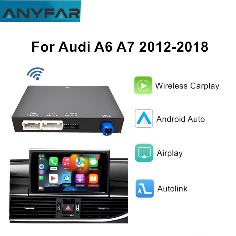 Für Audi A6 A7 2012-2018 Drahtlose CarPlay Android Auto Interface Spiegel Link AirPlay Autolink Bluetooth Hinten Kamera Image