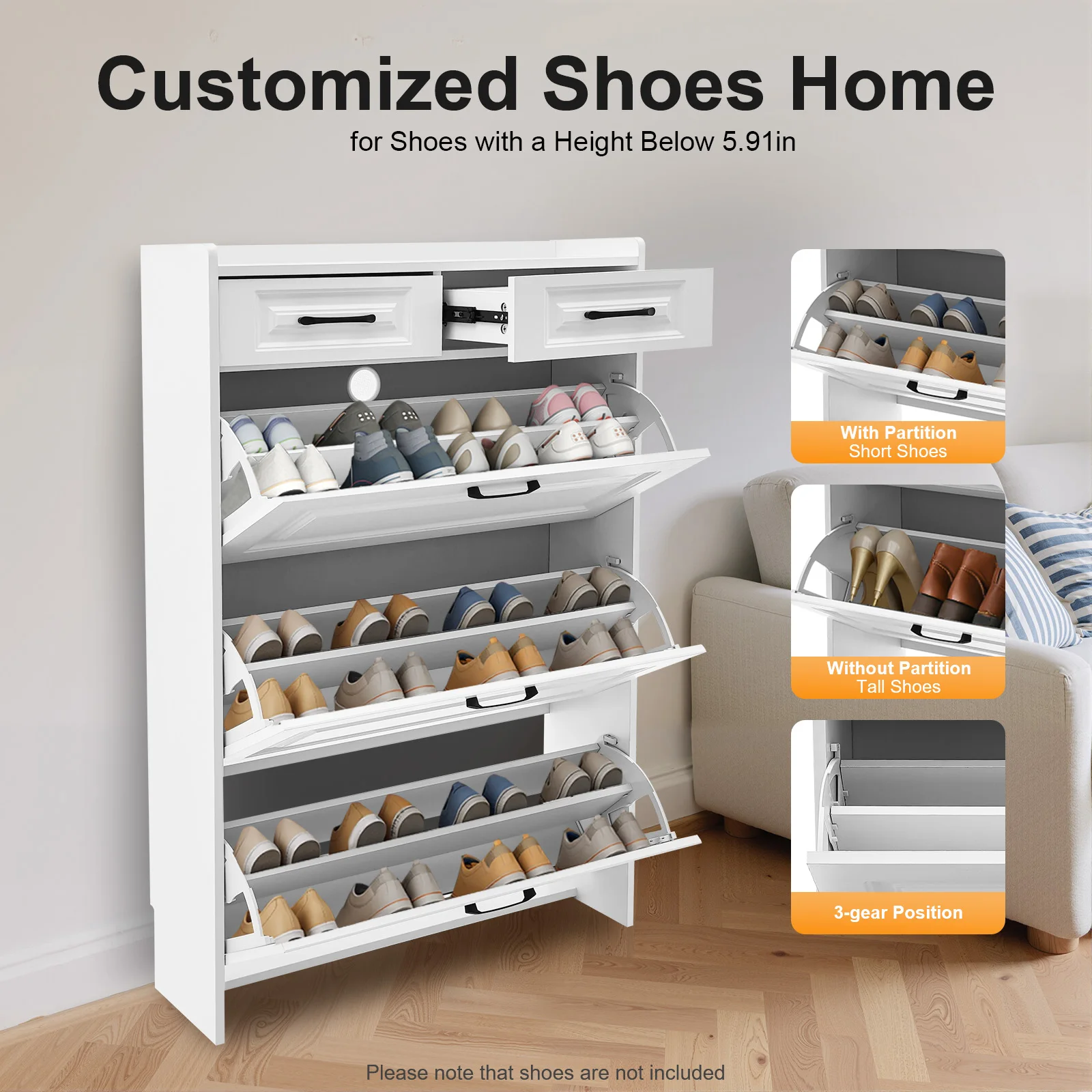 Maximieren Sie Ihren Eingangsbereich! Klapptür-Schuhschrank für 20 Paare, platzsparende Aufbewahrung für moderne Häuser