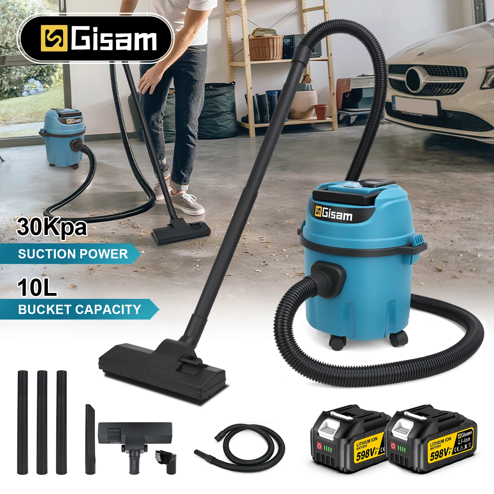 G perfil 10 l elektrischer Nass- und Trockensauger 30 kPa kabellose industrielle Haushaltsreinigungs-Elektrowerkzeuge für Makita 18 V Akku-Pin Image