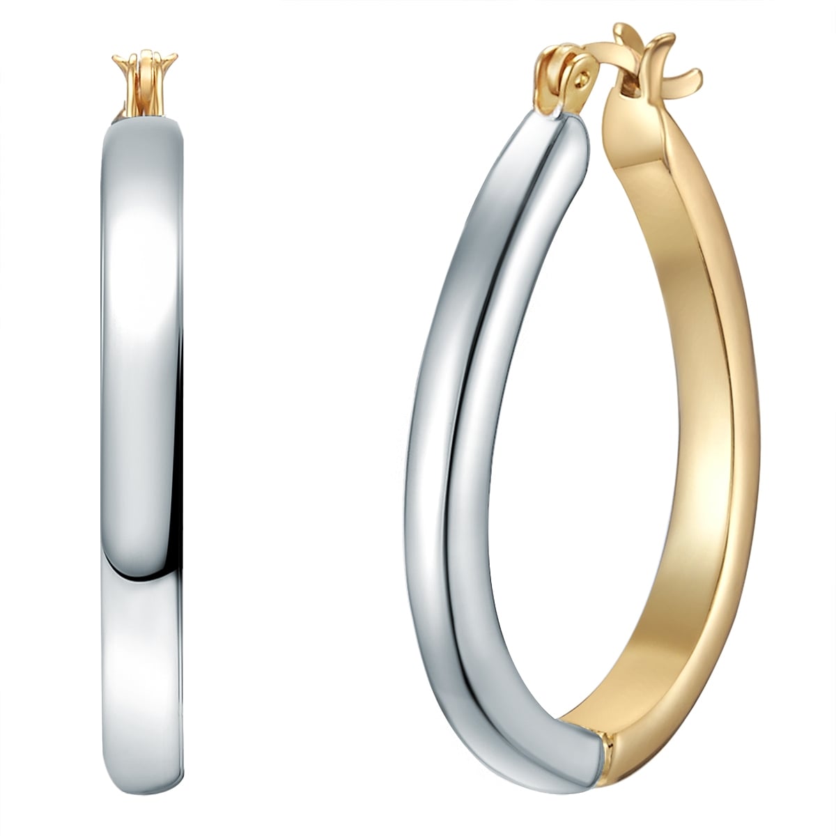 Paar Creolen LULU & JANE "Set: LJ79", silber, gelbgold, Ohrringe, Damen, 36,0mm, Metall-Legierung