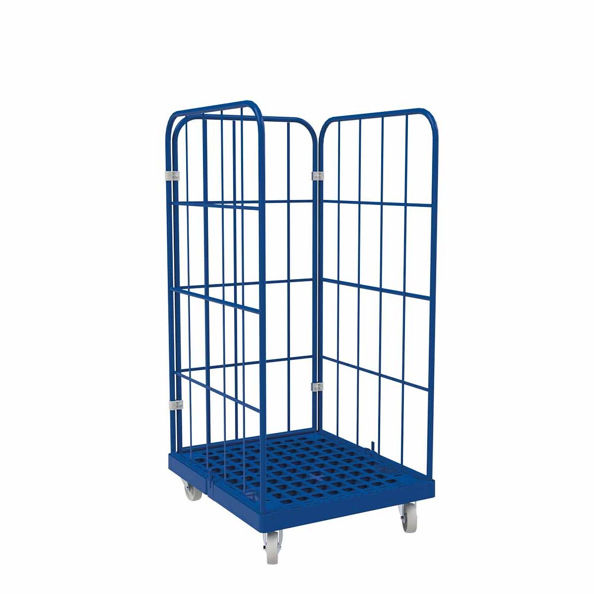 Oswald Transportgeräte Rollbehälter Kunststoff 3-seitig, 724 x 815 x 1.530 mm, 500 kg, Nutzhöhe 1.340 mm, Enzianblau Image