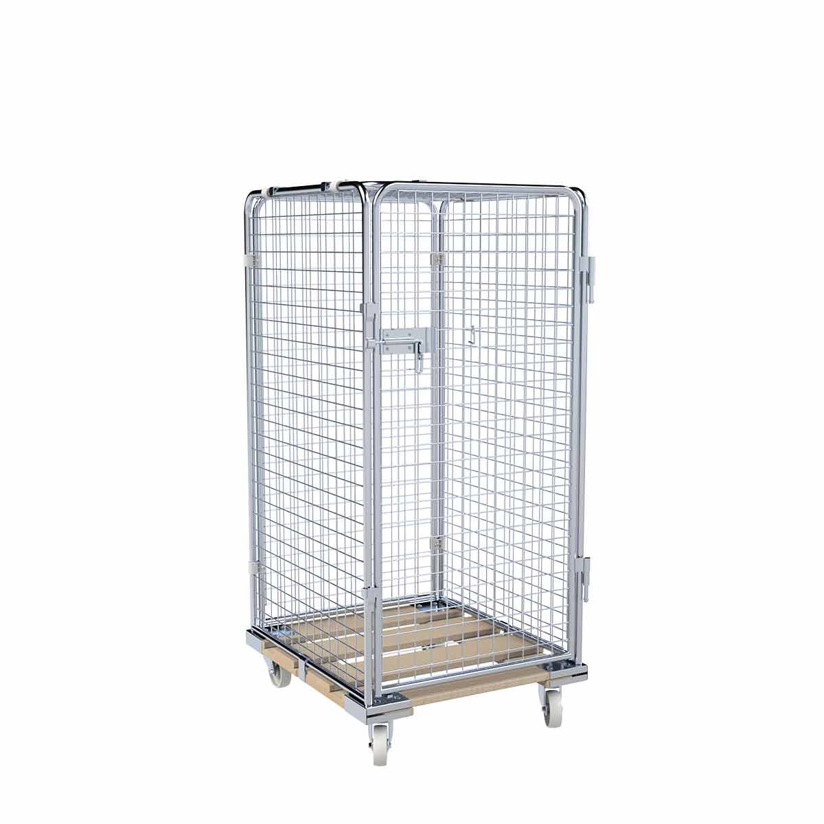 Oswald Transportgeräte Rollbehälter mittel, 5-seitig, Diebstahlschutz, Nutzhöhe 1.325 mm, Rollplatte aus Holz, 724 x 815 x 1.550 mm, 500 kg Image