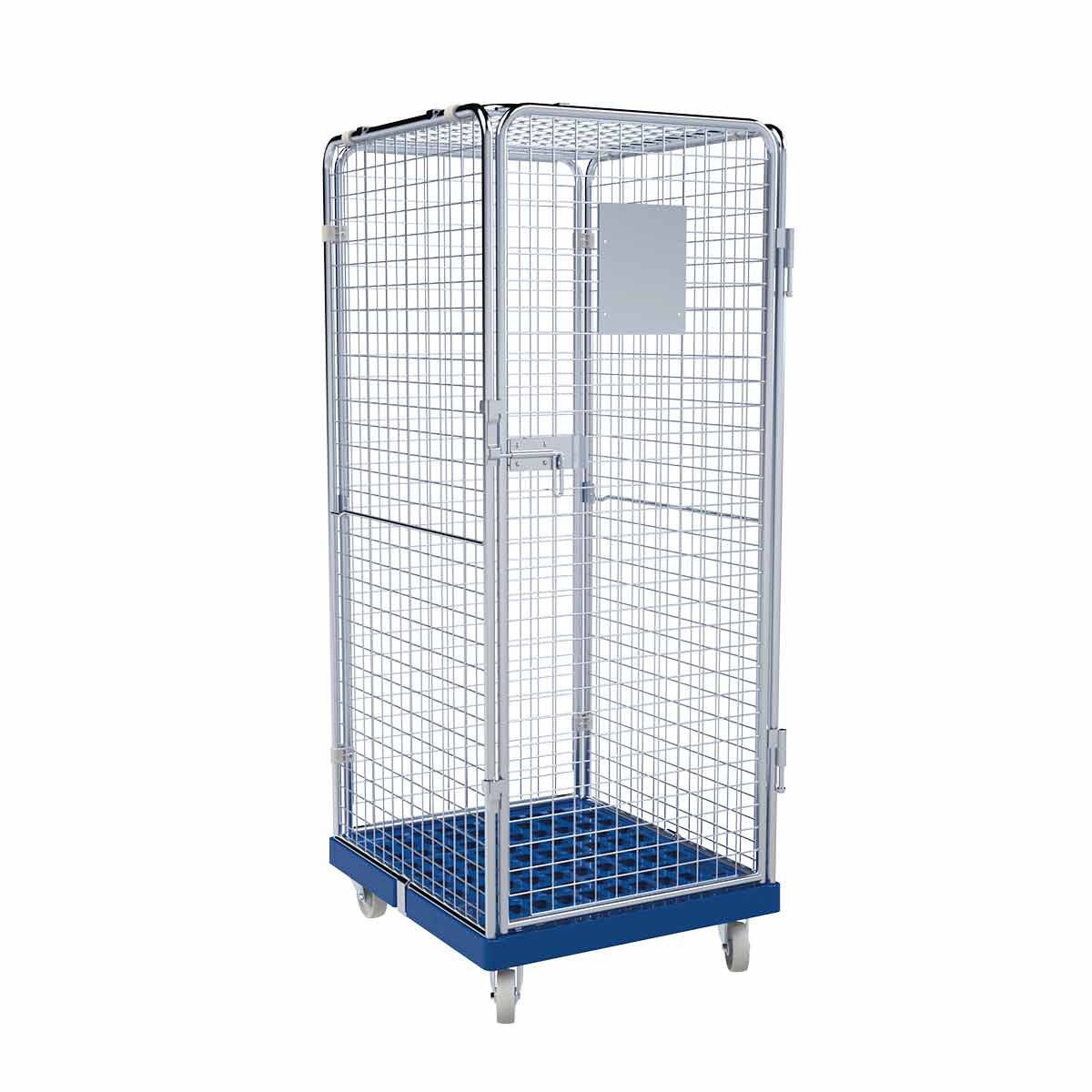 Oswald Transportgeräte Rollbehälter hoch, 5-seitig, Diebstahlschutz, Rollplatte aus Kunststoff, 724 x 815 x 1.810 mm, 500 kg, Nutzhöhe 1.585 mm, Enzianblau Image