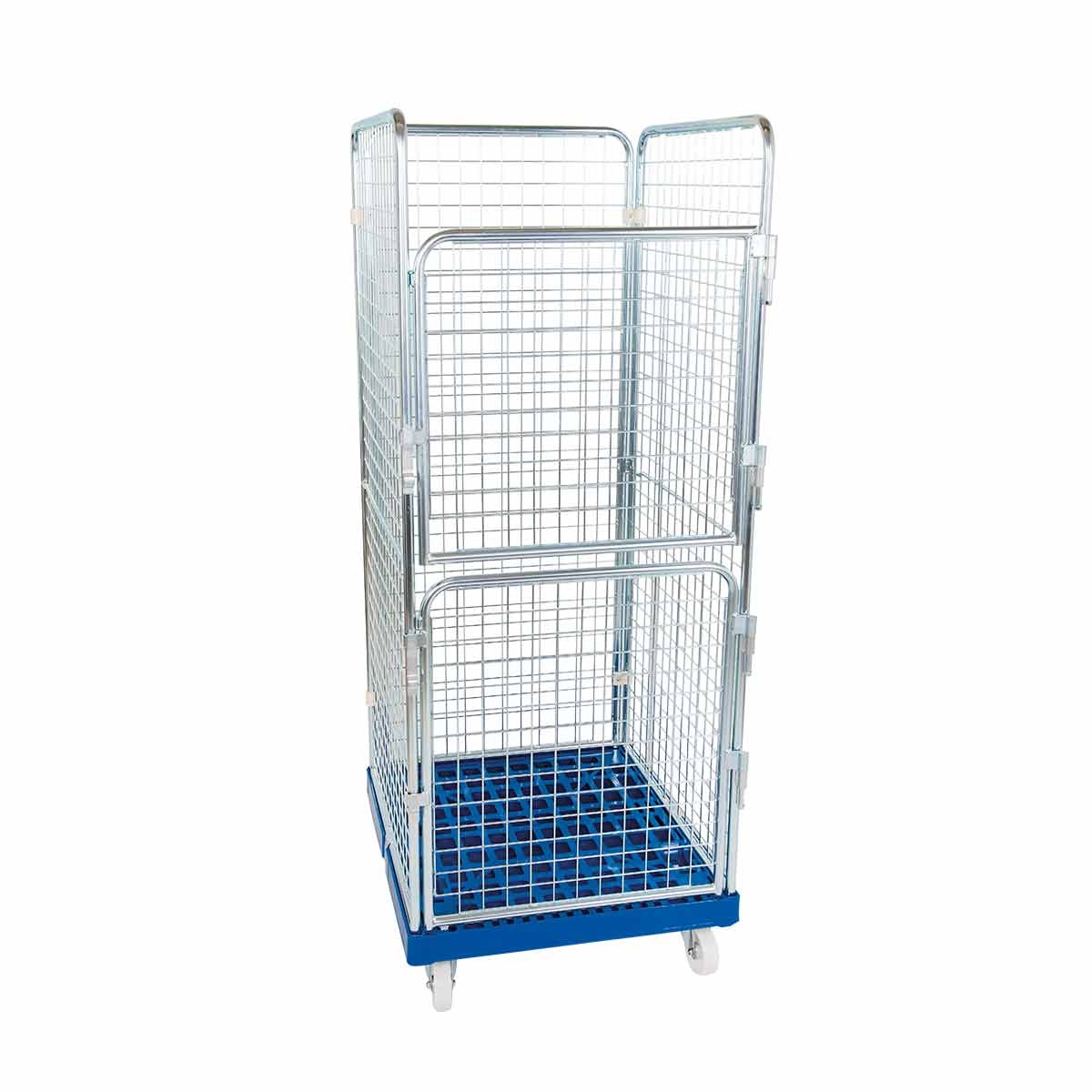 Oswald Transportgeräte Sammelrollbehälter, 4-seitig, Nutzhöhe 1.585 mm, Rollplatte aus Kunststoff, 724 x 815 x 1.800 mm, 500 kg, Schwarz Image