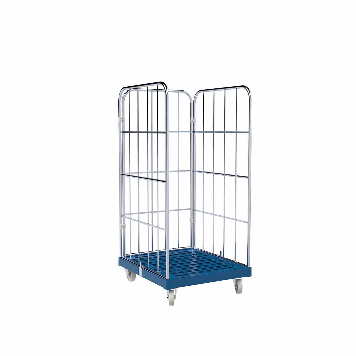 Oswald Transportgeräte Rollbehälter 3-seitig, Rollplatte geschlossen aus Kunststoff, 724 x 815 x 1.530 mm, 500 kg, Nutzhöhe 1.340 mm, Hygiene Grau Image