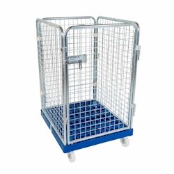 Oswald Transportgeräte Rollbehälter niedrig, 4-seitig, Diebstahlschutz, Rollplatte aus Kunststoff, 724 x 815 x 1.210 mm, 500 kg, Nutzhöhe 1.020 mm, Verkehrsgrün Image