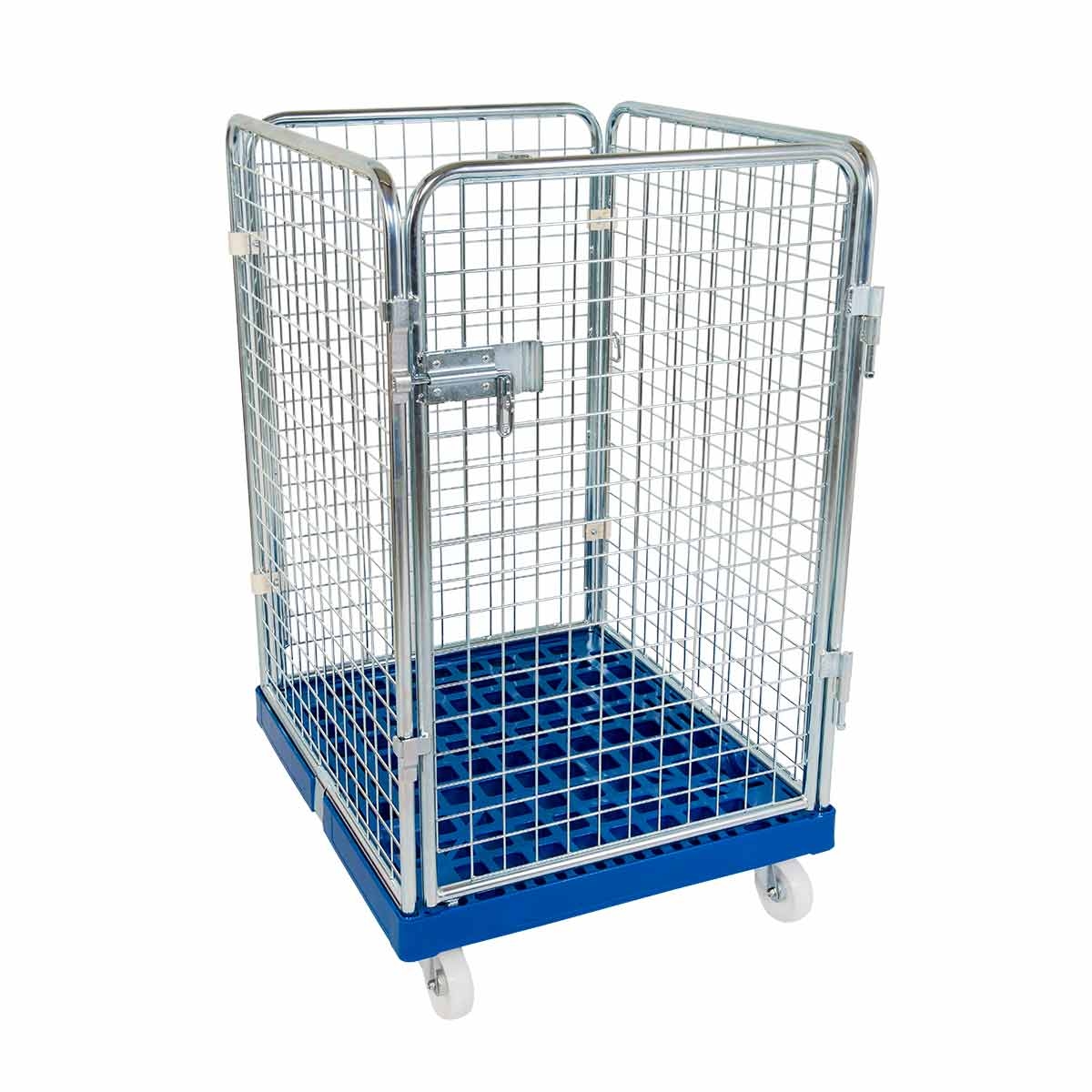 Oswald Transportgeräte Rollbehälter niedrig, 4-seitig, Diebstahlschutz, Rollplatte aus Kunststoff, 724 x 815 x 1.210 mm, 500 kg, Nutzhöhe 1.020 mm, Schwarz Image