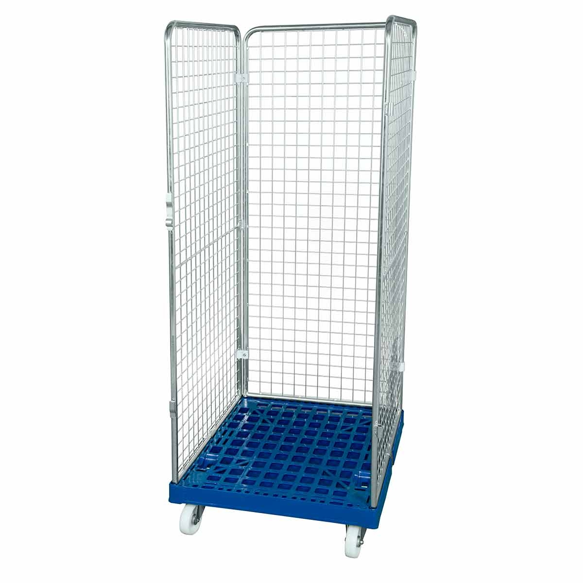 Oswald Transportgeräte Rollbehälter hoch, 3-seitig, Rollplatte aus Kunststoff, 724 x 815 x 1.800 mm, 500 kg, Nutzhöhe 1.610 mm, Schwarz Image