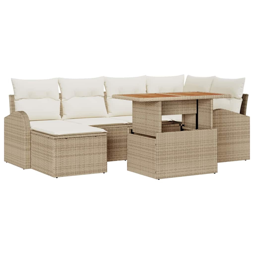 vidaXL Garten-Sofa-Set mit Kissen 7 pcs Beige und Creme Image