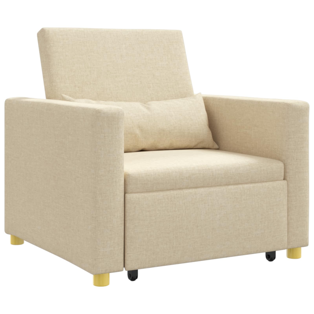 vidaXL Ausziehbare Schlafcouch Einzel Creme 90 x 165 x 87 cm Stoff Image