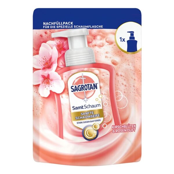 Sagrotan Nachfüllpack Samt-Schaum Seife »Kirschblüten & Rosenduft« 250 ml