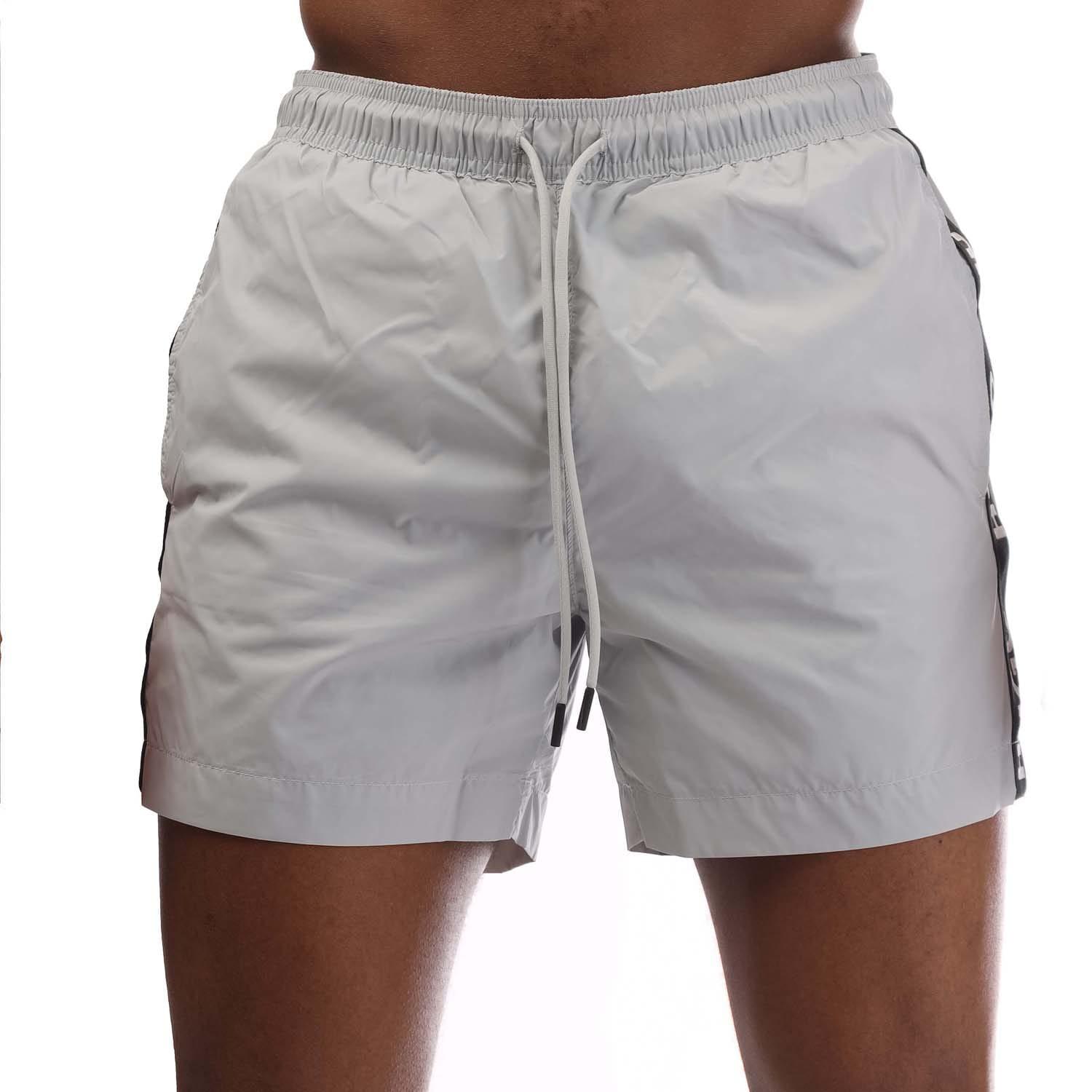 Hugo - "Fab" Logo Badeshorts für Herren (Grau) Image