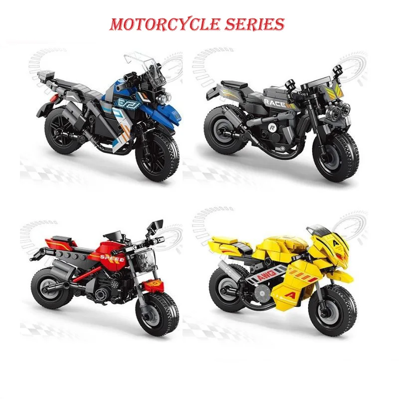 2023 moc 300 pcs Motorrad Ziegel Stadt Motorrad Modellbau steine Geschwindigkeit Rennwagen Moto Fahrzeug Spielzeug für Kinder Geschenke Image