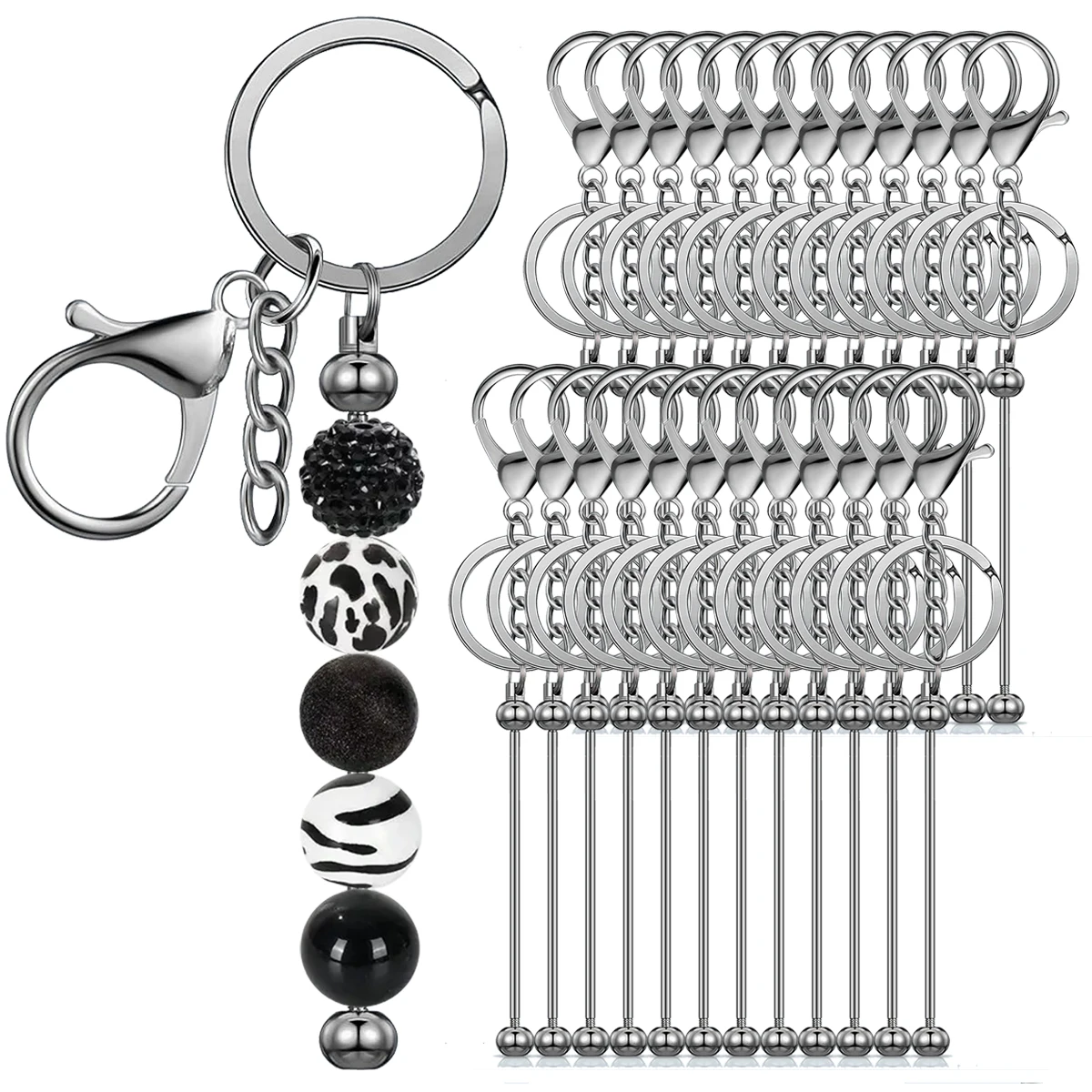 3/6/10/24/36PCS Metall Perlen Schlüsselanhänger Bars Rohlinge für Perlen Anhänger Schmuck Harme DIY Handwerk Schlüsselanhänger Herstellung Valentinstag Geschenk Image