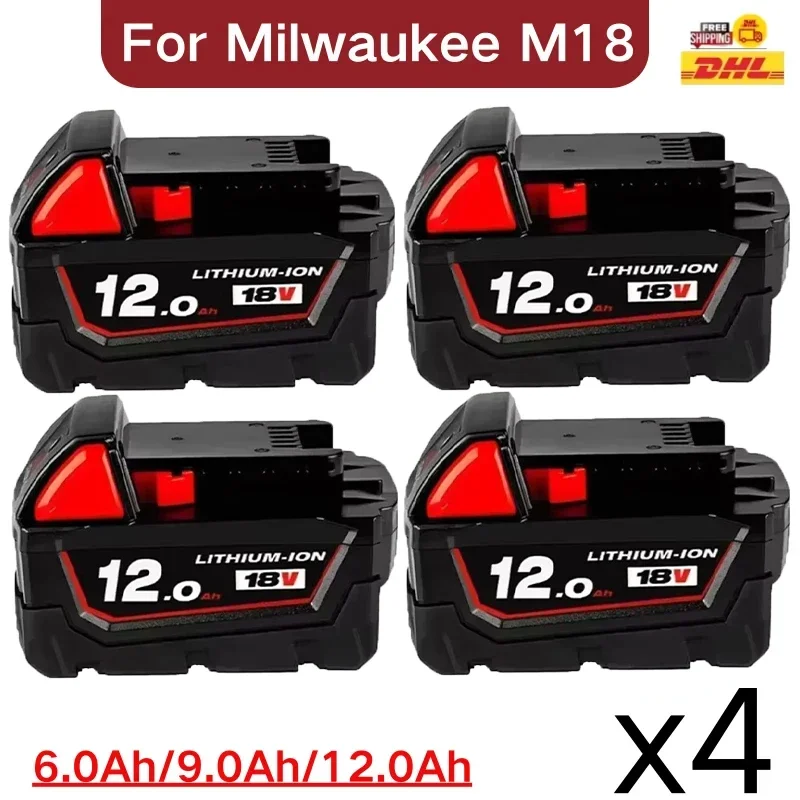 100 % Original für Milwaukee M18 Elektrowerkzeug-Akku, Ladegerät, BR, XC, 18 V, 12000 mAh M18B5, 48-11-1860, eingebauter 21700-Akku Image