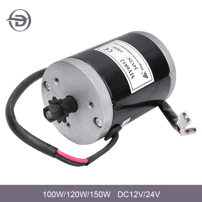MY6812 150 W 120 W 100 W DC 12 V/24 V Hochgeschwindigkeitsmotor, kleiner Gleichstrom-Bürstenmotor, Bürstenmotor mit Riemenscheibe für Elektromotor Image